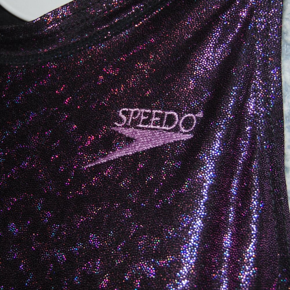 Speedo Sparkley Purple Zip Swimsuit 34 - Picture 3 of 8